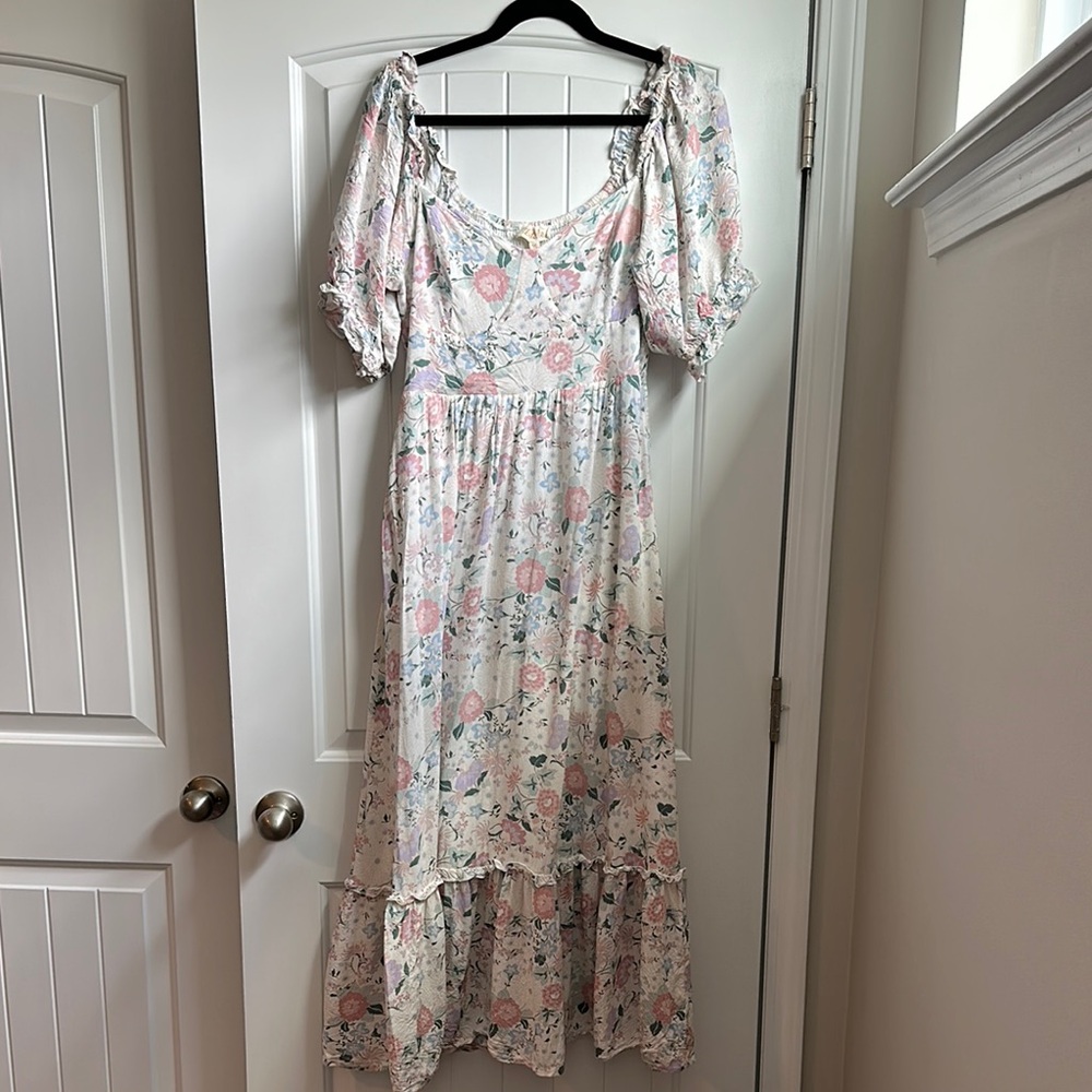 Floral Puff Sleeve Maxi Dress